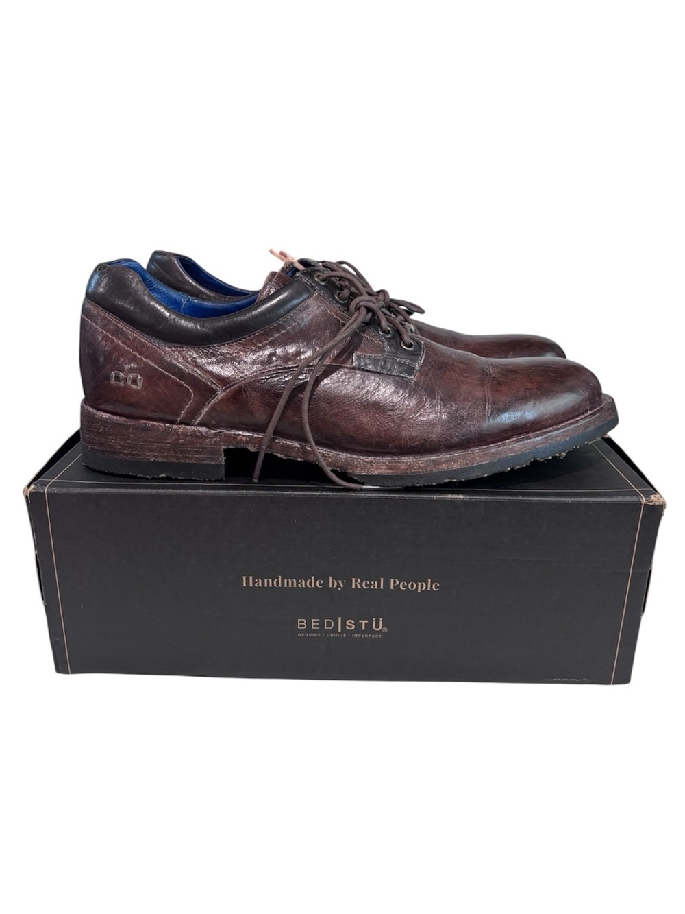 BedStu Fierce Teak Black Rustic TML distressed Leather Dress Shoes Mens Size 12